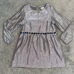 Hatley Shimmering Metallic Silver Dress with Navy Accents